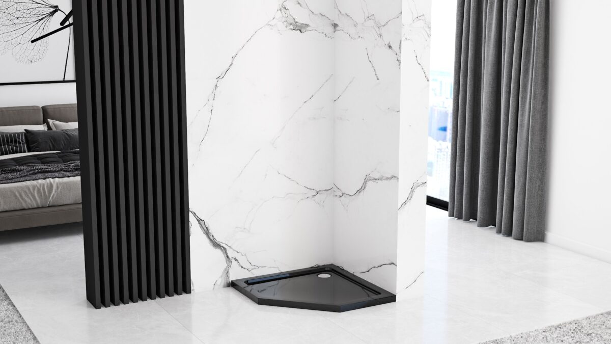 Cadita de dus Diamond Black 90x90 cm negru - imagine 6