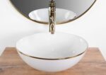 Lavoar pentru blat Rea Stella White gold edge - imagine 4