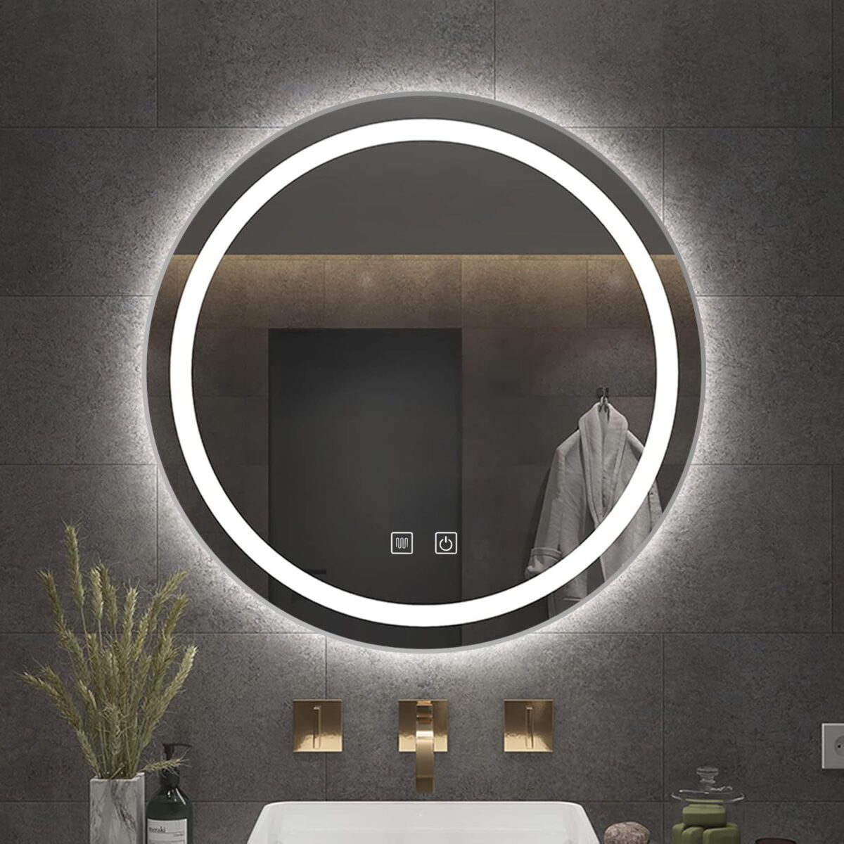 Oglindă LED 60cm MMJ BRUSH SILVER - imagine 1