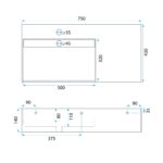 Lavoar pentru blat  Archi 75 CM Grey MATT - imagine 6