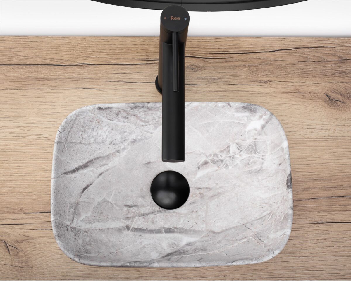 Lavoar pentru blat Rea Belinda mini stone matt - imagine 4