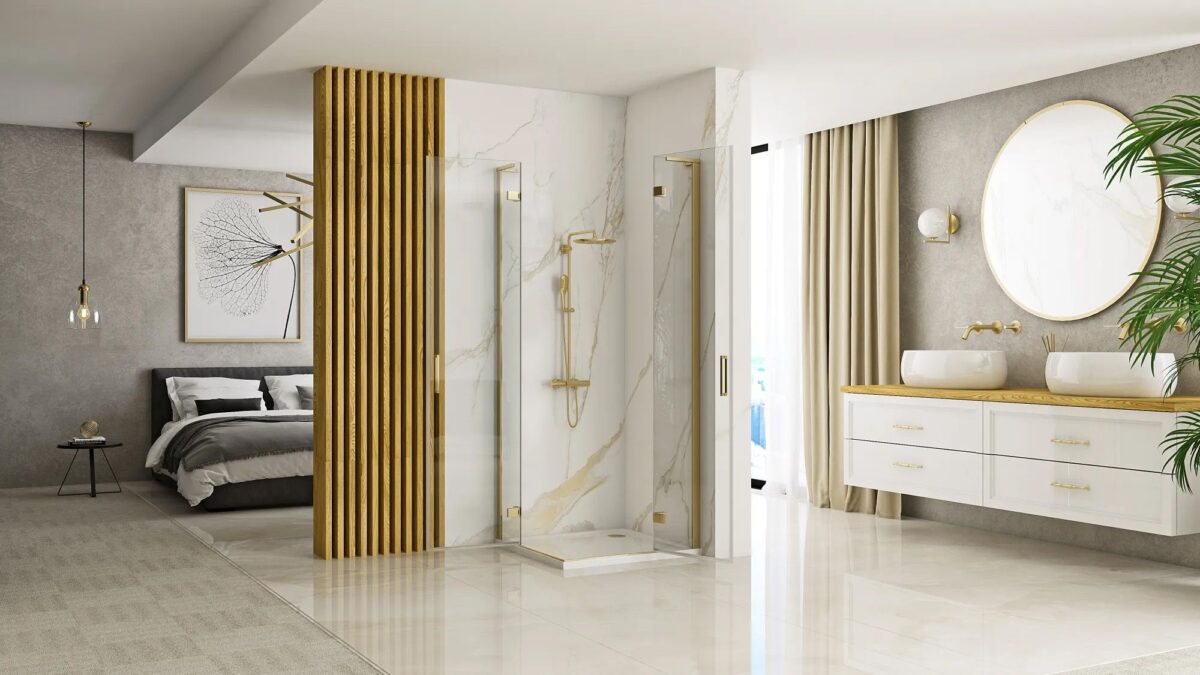 Cabina dus REA Hugo 100x100 Gold Brush - imagine 3