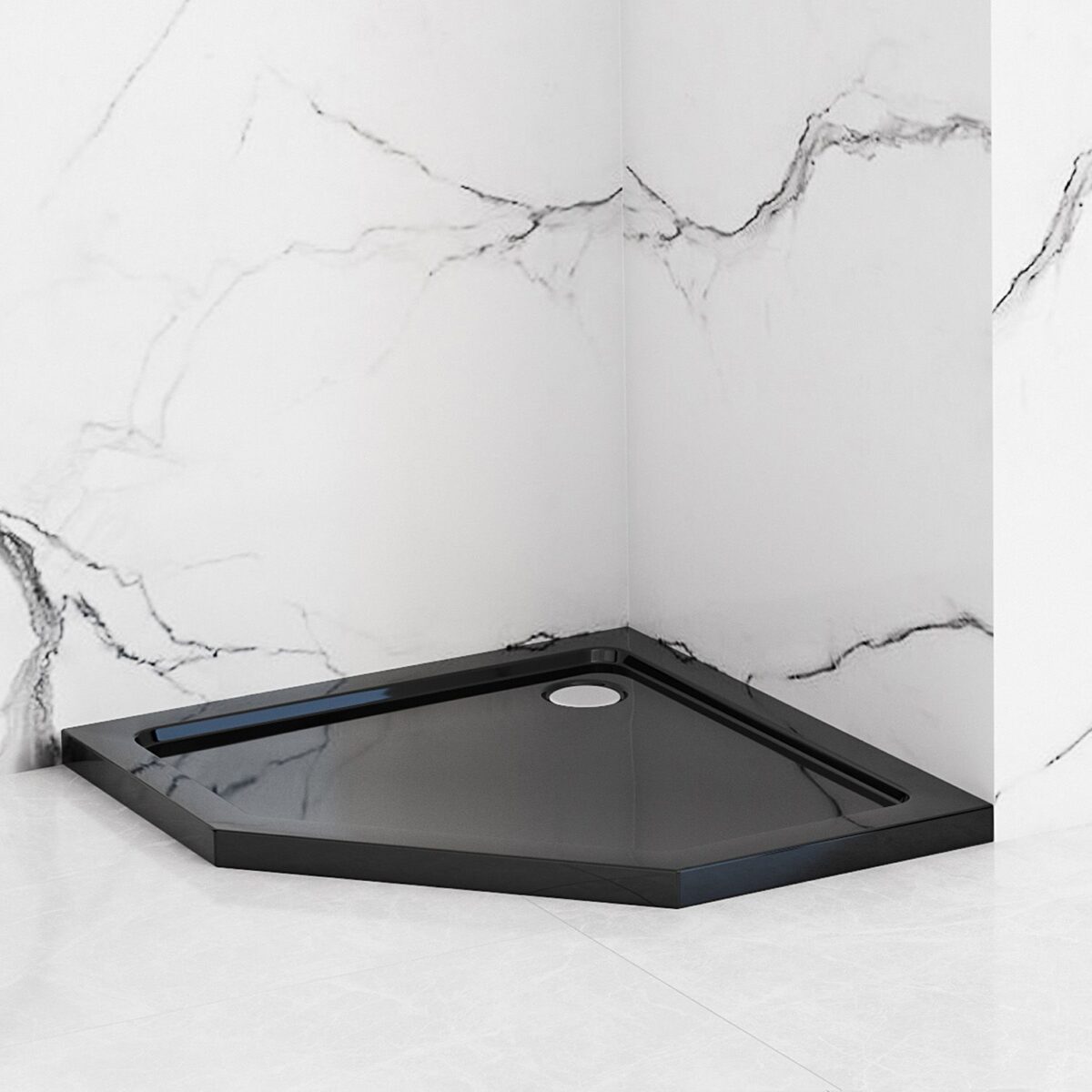 Cadita de dus Diamond Black 90x90 cm negru - imagine 1