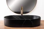 Lavoar ceramic pentru blat Rea Nadia Stone Black Matt - imagine 2