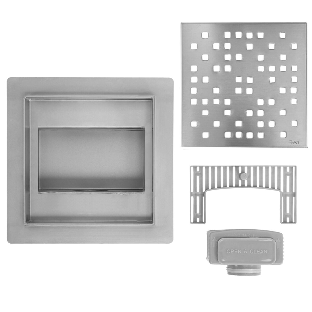 Rigola dus REA DOTS 150x150 Nickel Brush - imagine 4