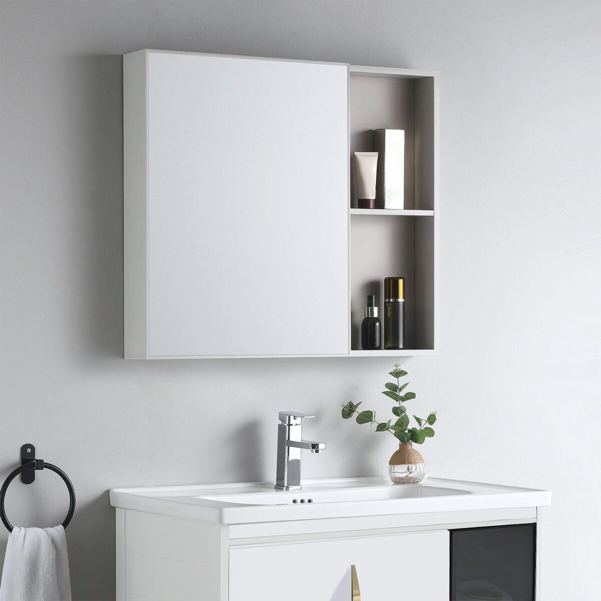 Set mobilier de baie cu lavoar Paris 60cm White - imagine 2
