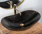 Lavoar pentru blat Rea Royal 60 Black Marble Mat