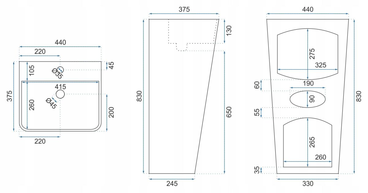 Lavoar podea freestanding Ceramic ARIS Alb - imagine 5