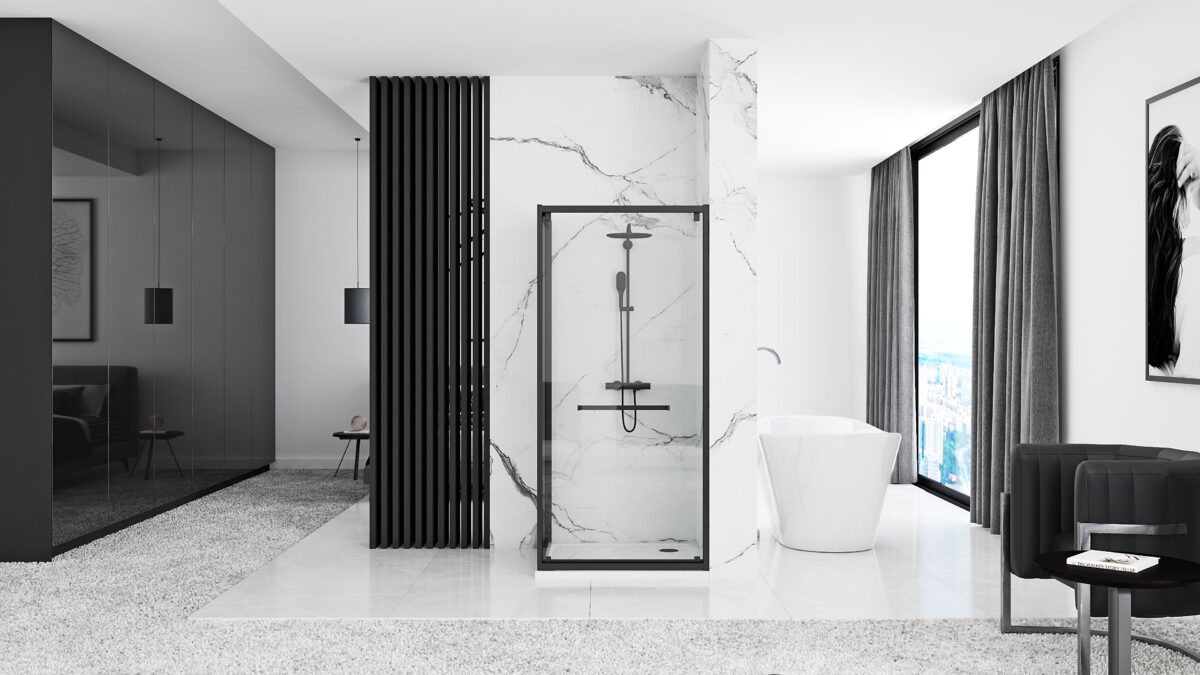 Cabina de dus Rea Space In Black 90x90 - imagine 1