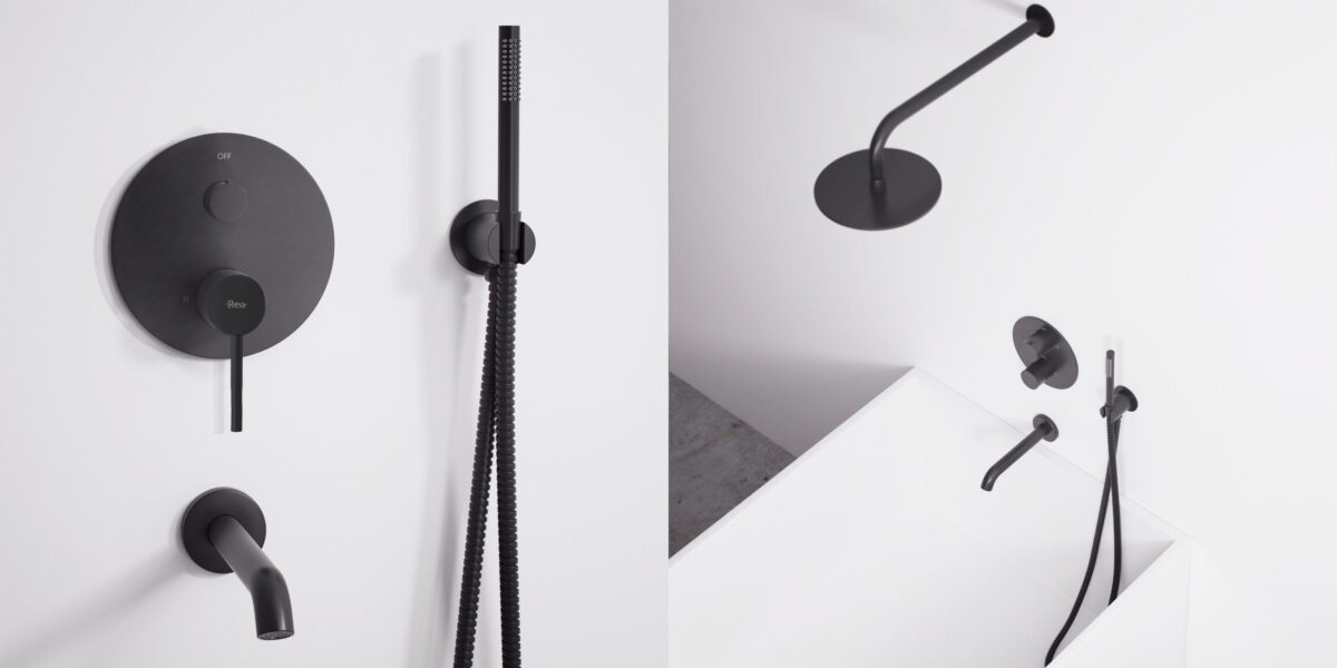 Set de duș și cada incastrabil Rea Lungo Black black + BOX - imagine 6