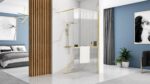 Panou de duș Rea Aero Intimo Gold Brush 100 Walk In + EVO