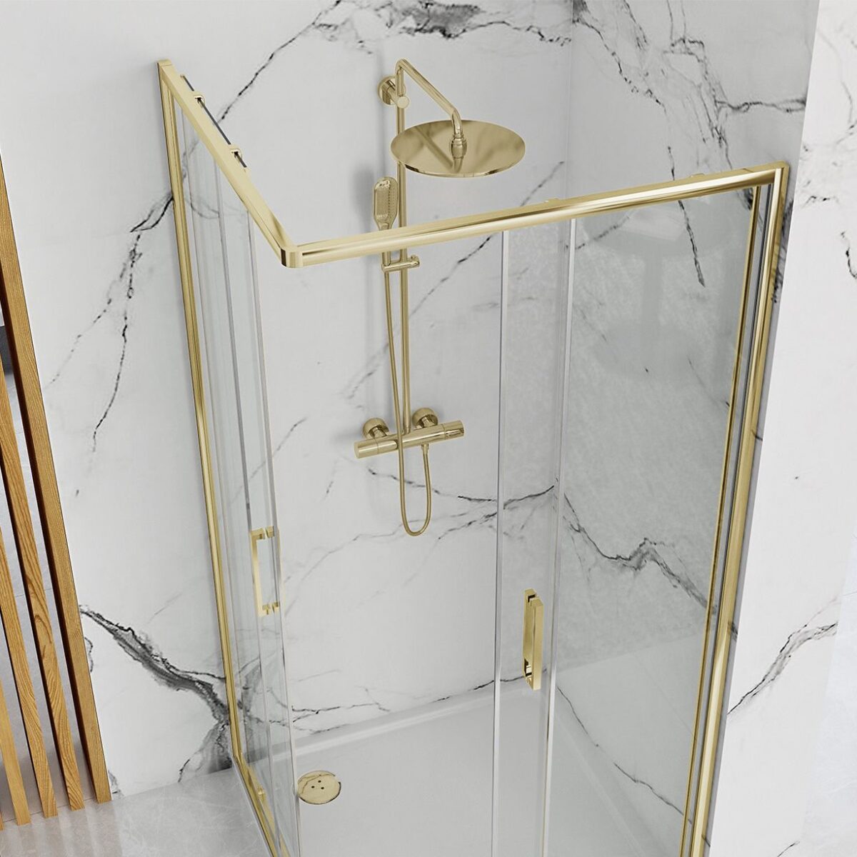 Cabină de duș Rea Punto 80x100 cm Gold - imagine 2