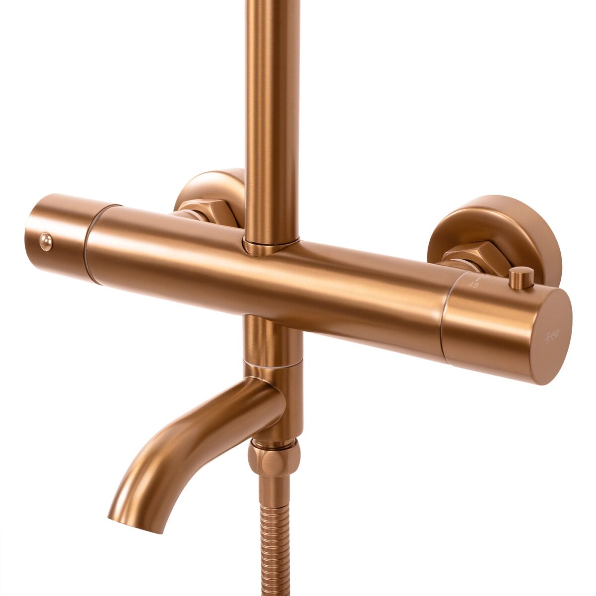 Coloana de dus cu termostat REA Lungo Copper Brush - imagine 1