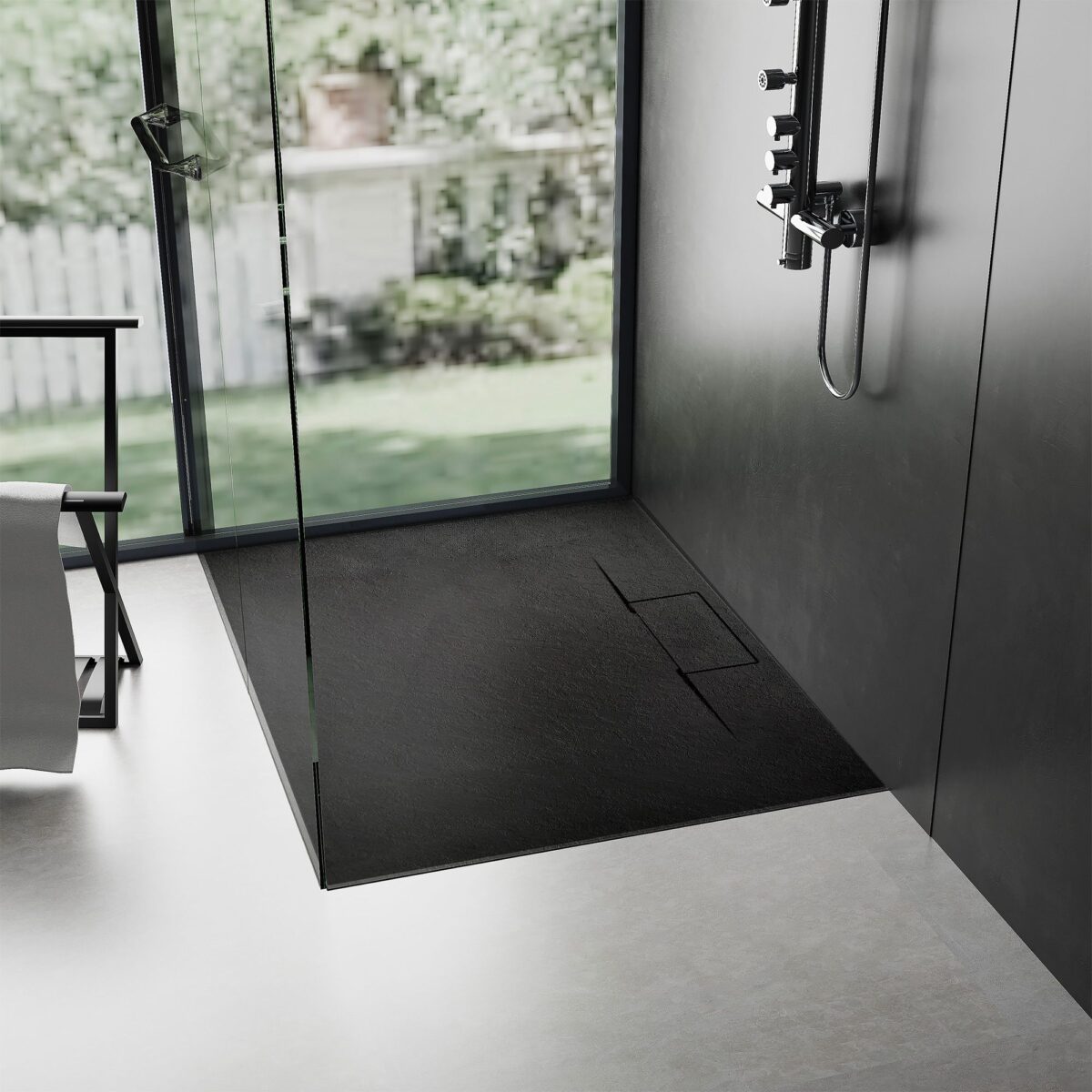 Cadita de dus Bazalt long negru 90x120 - imagine 3