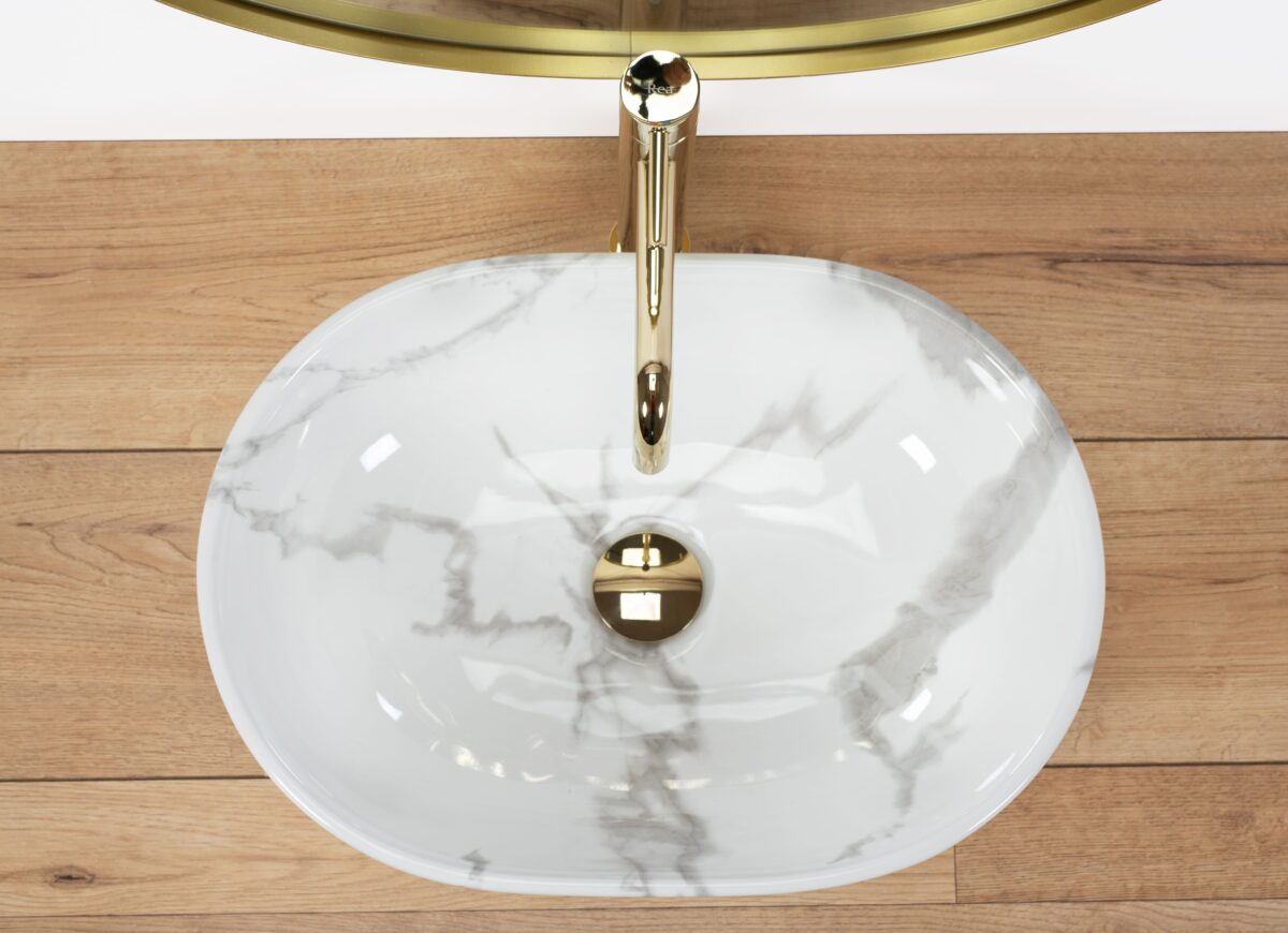Lavoar pentru blat Rea Amelia Marmo Shiny - imagine 2