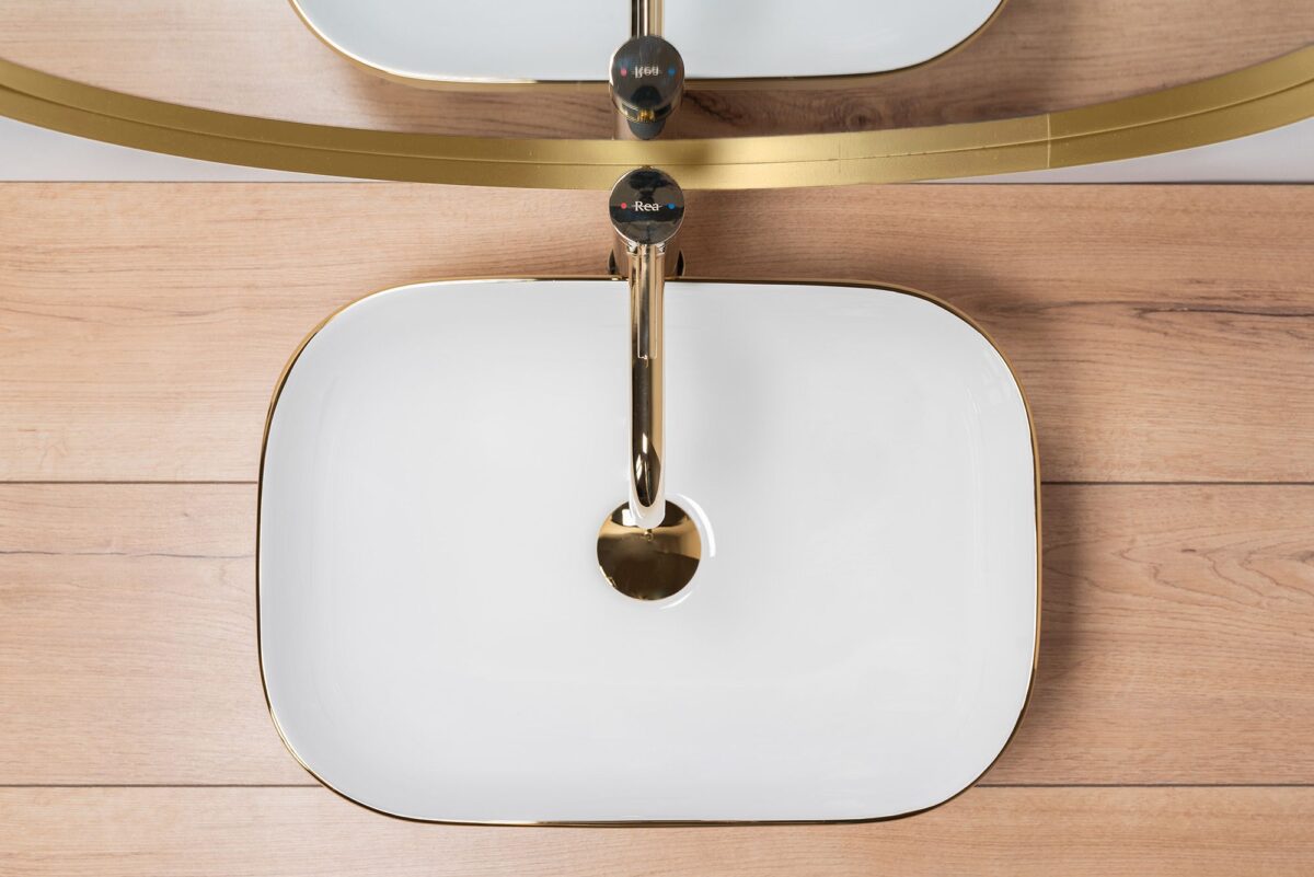 Lavoar pe blat Rea Belinda White GOLD BRUSH - imagine 2