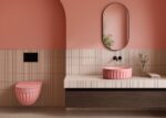 Set: Vas de toaletă suspendat + Lavoar pe blat Rea Light Pink Matt - imagine 2