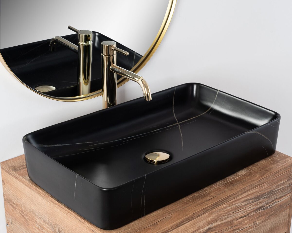 Lavoar pentru blat Denis Black Stone Matt - imagine 3