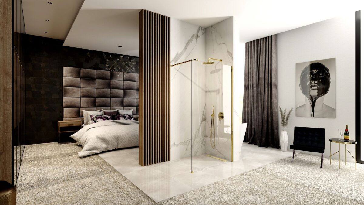 Panou de duș Rea Aero Gold N 80 Walk In - imagine 2