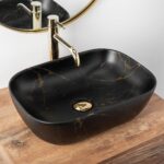 Lavoar pentru blat Rea Belinda Black Marble Mat - imagine 4