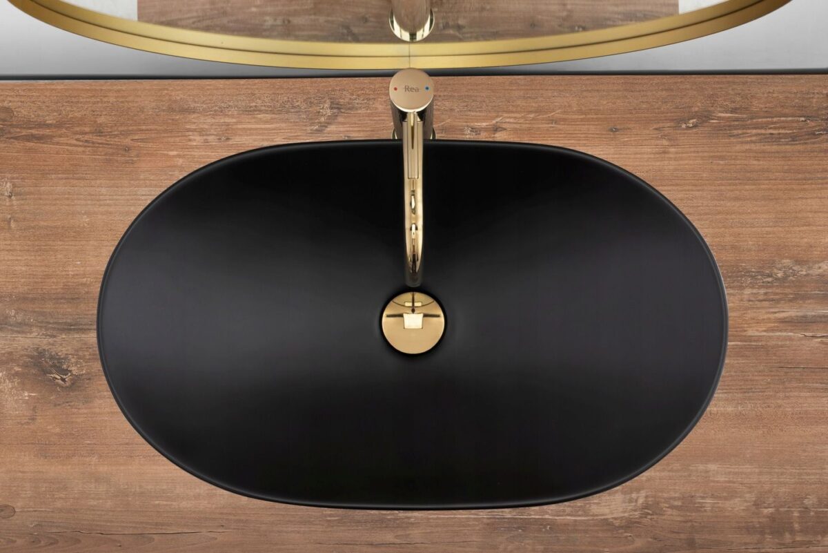 Lavoar pentru blat Rea Royal 60 Black Mat - imagine 3