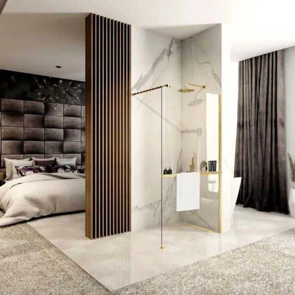 Panou de duș Rea Aero GoldBrush N 100 Walk In + EVO