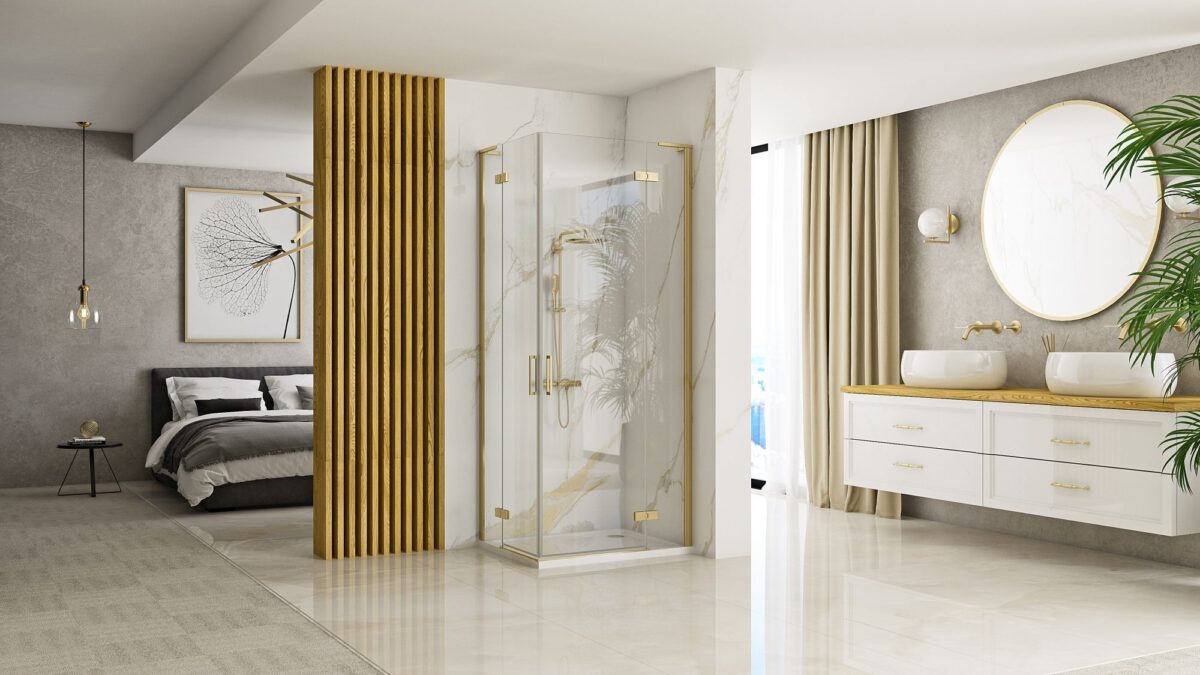 Cabina dus REA Hugo 90x100 Gold Brush - imagine 1