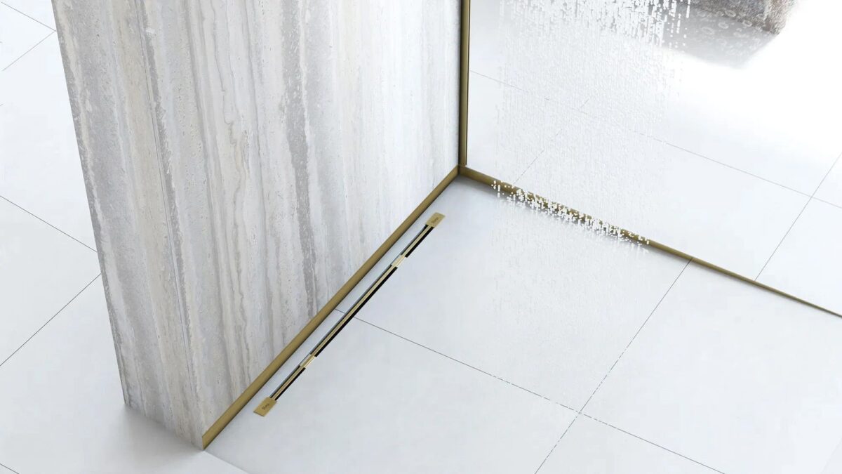 Bandă frontală pentru cădiță de duș 120cm Brush Gold - imagine 6