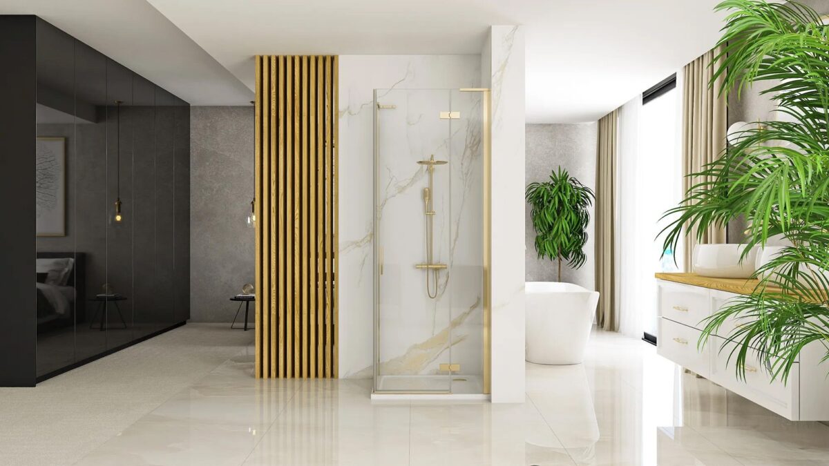 Cabina dus REA Hugo 90x90 Gold Brush - imagine 2