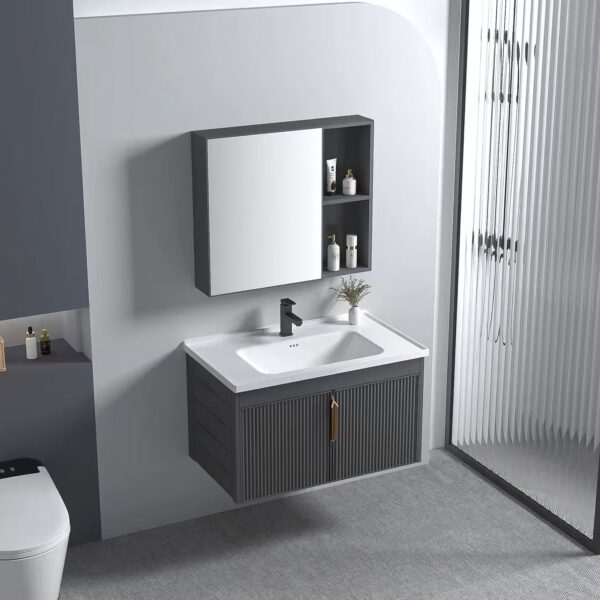Set mobilier de baie cu lavoar Astor 60cm Grey