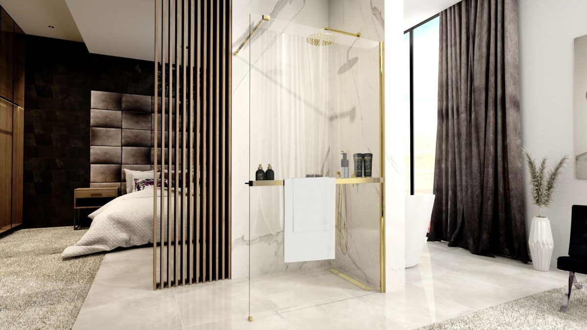 Panou de duș Rea Aero Gold N 100 Walk In + EVO - imagine 3