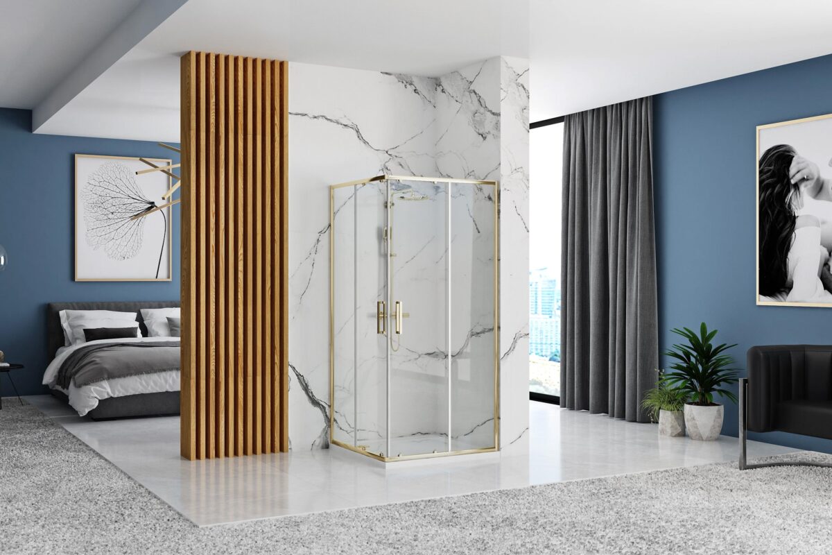 Cabină de duș Rea Punto 80x100 cm Gold - imagine 5