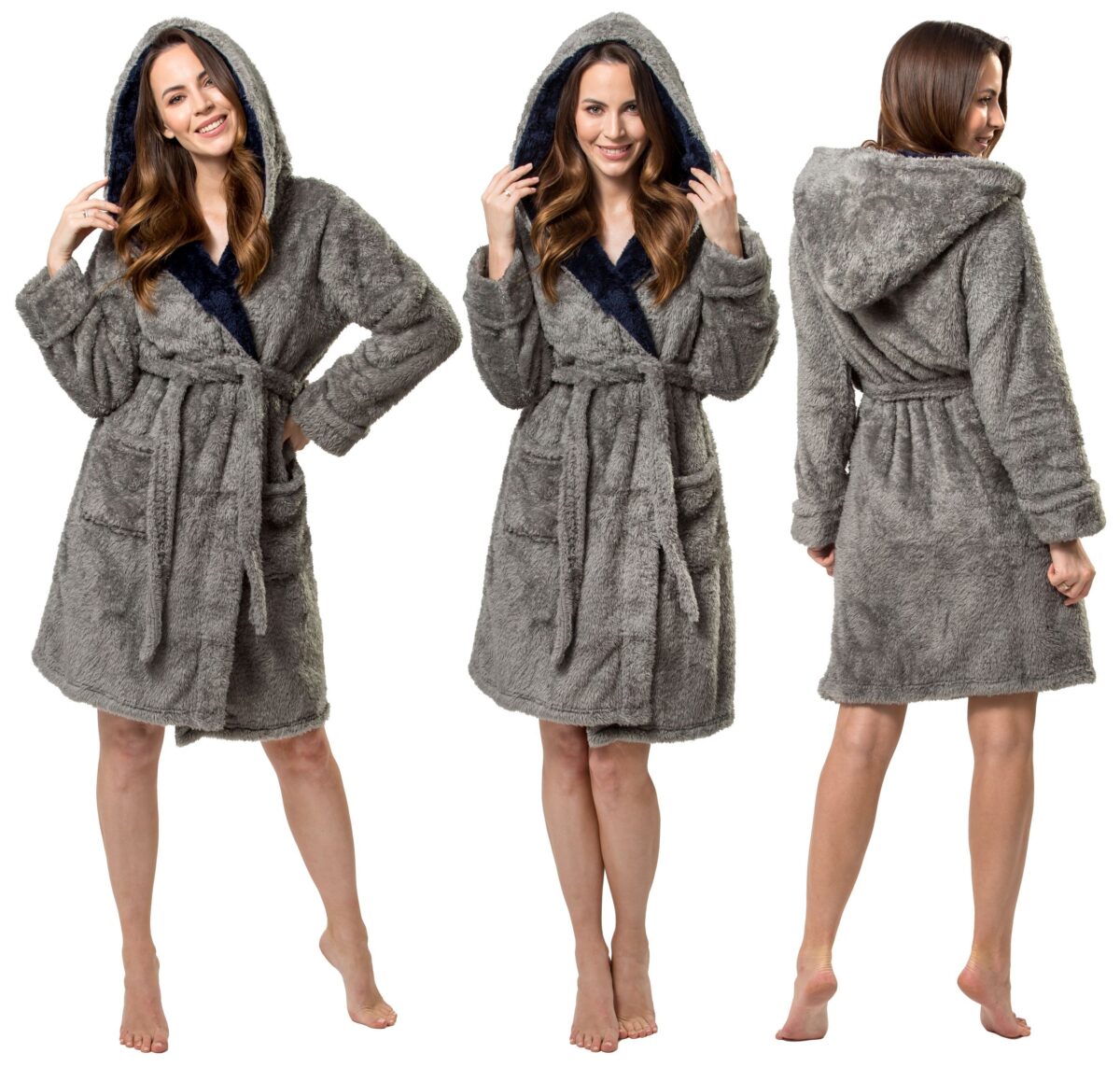 Halat de baie Jordan Grey-Navy L - imagine 1