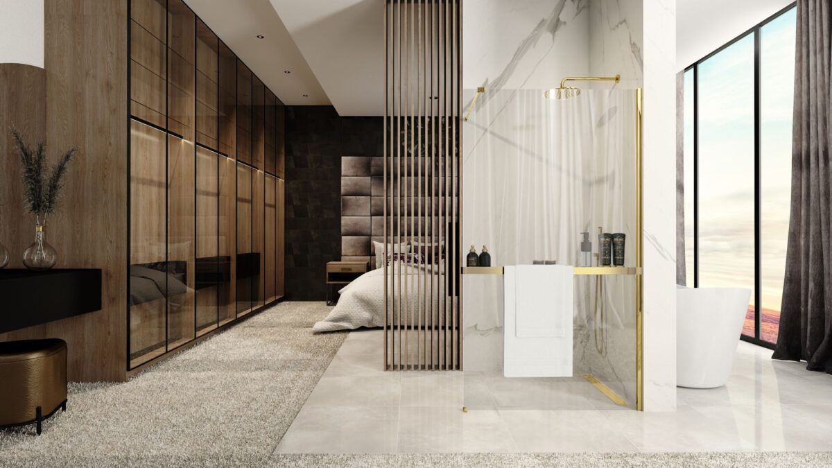 Panou de duș Rea Aero Gold N 120 Walk In + EVO - imagine 3