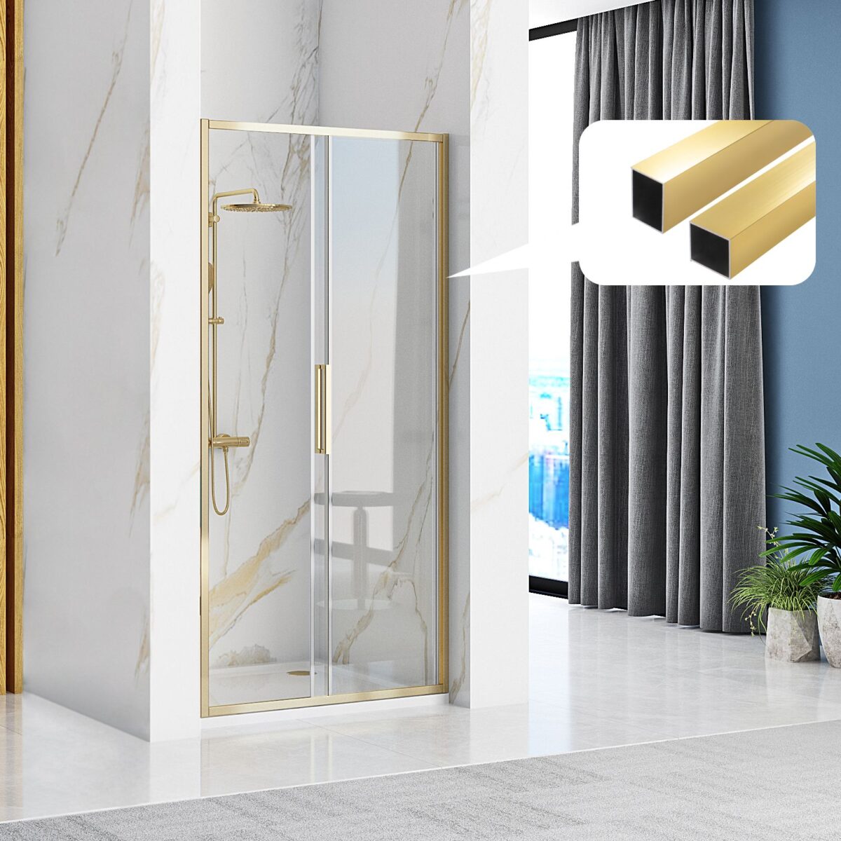 Profil de extensie pentru cabine de ușă Solar Fargo Rapid GOLD - imagine 1