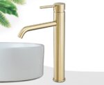 Baterie pentru lavoar Rea Lungo L.Gold Auriu inalta - imagine 3
