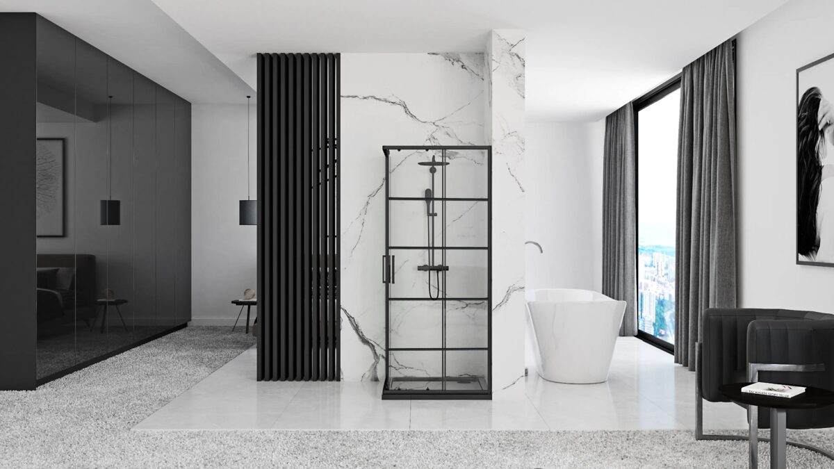 Cabina de dus Rea Concept Black 90x90 cm - imagine 3