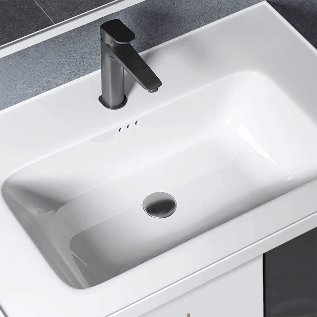 Set mobilier de baie cu lavoar Paris 60cm White - imagine 3