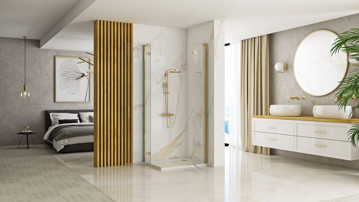 Cabina dus REA Hugo 90x100 Gold Brush - imagine 4