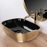 Lavoar pe blat Rea Belinda BLACK  BRUSH GOLD - imagine 3