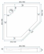 Cadita de dus Diamond Black 90x90 cm negru - imagine 8