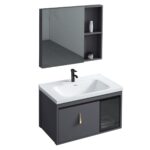Set mobilier de baie cu lavoar Paris 60cm Grey - imagine 5