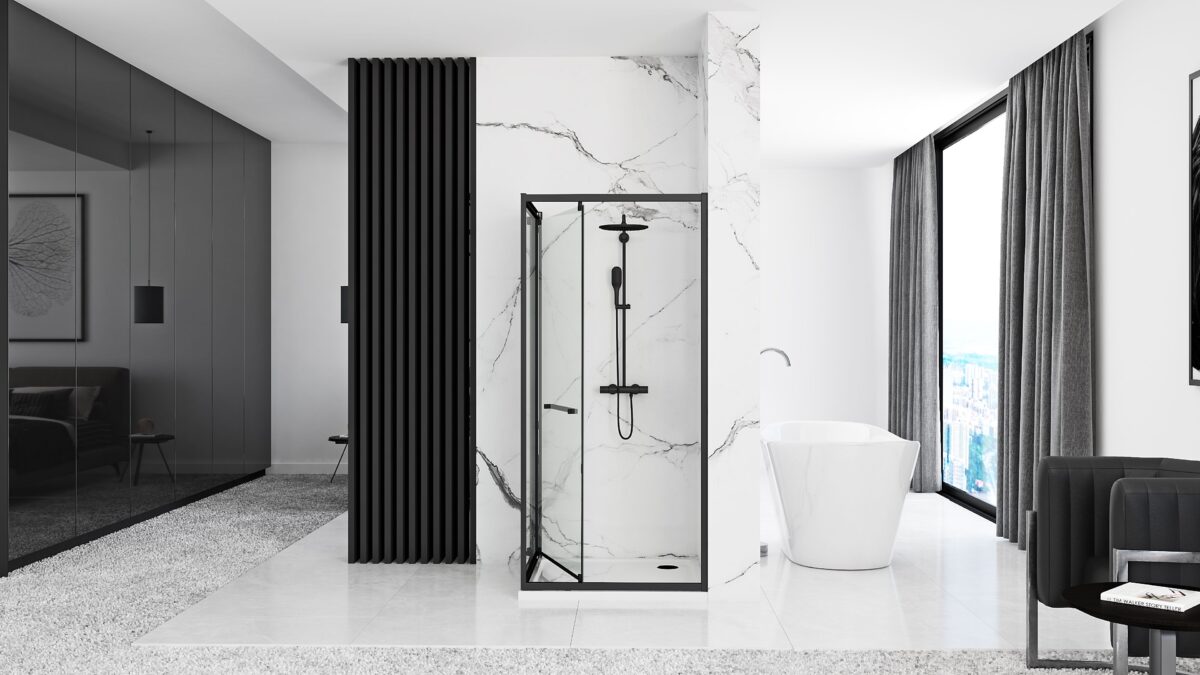 Cabina de dus Rea Space In Black 90x90 - imagine 2