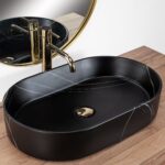 Lavoar ceramic pentru blat Rea Nadia Stone Black Matt