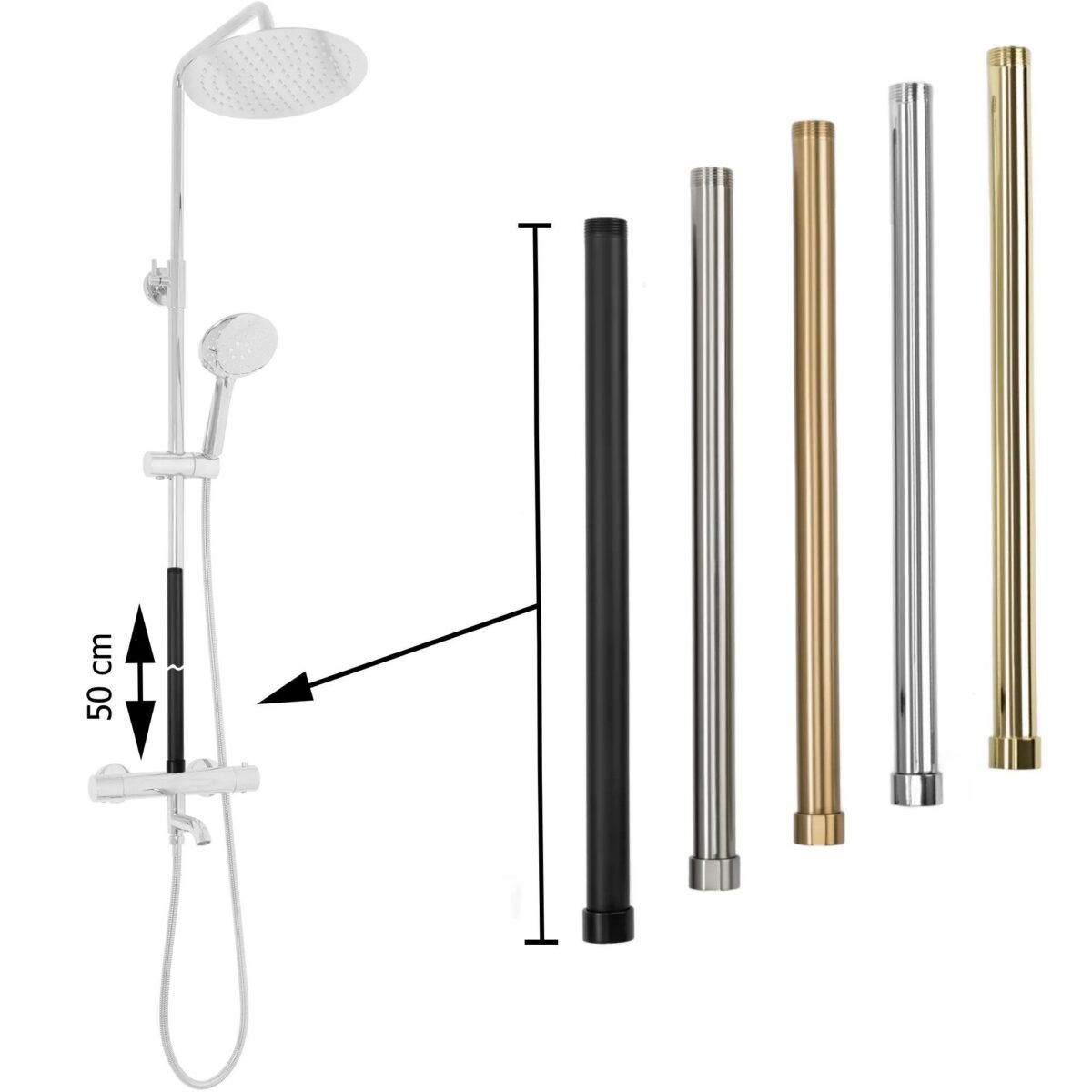 Prelungire coloana duș GOLD 50cm - imagine 4