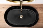 Lavoar ceramic pentru blat Rea Nadia Stone Black Matt - imagine 3