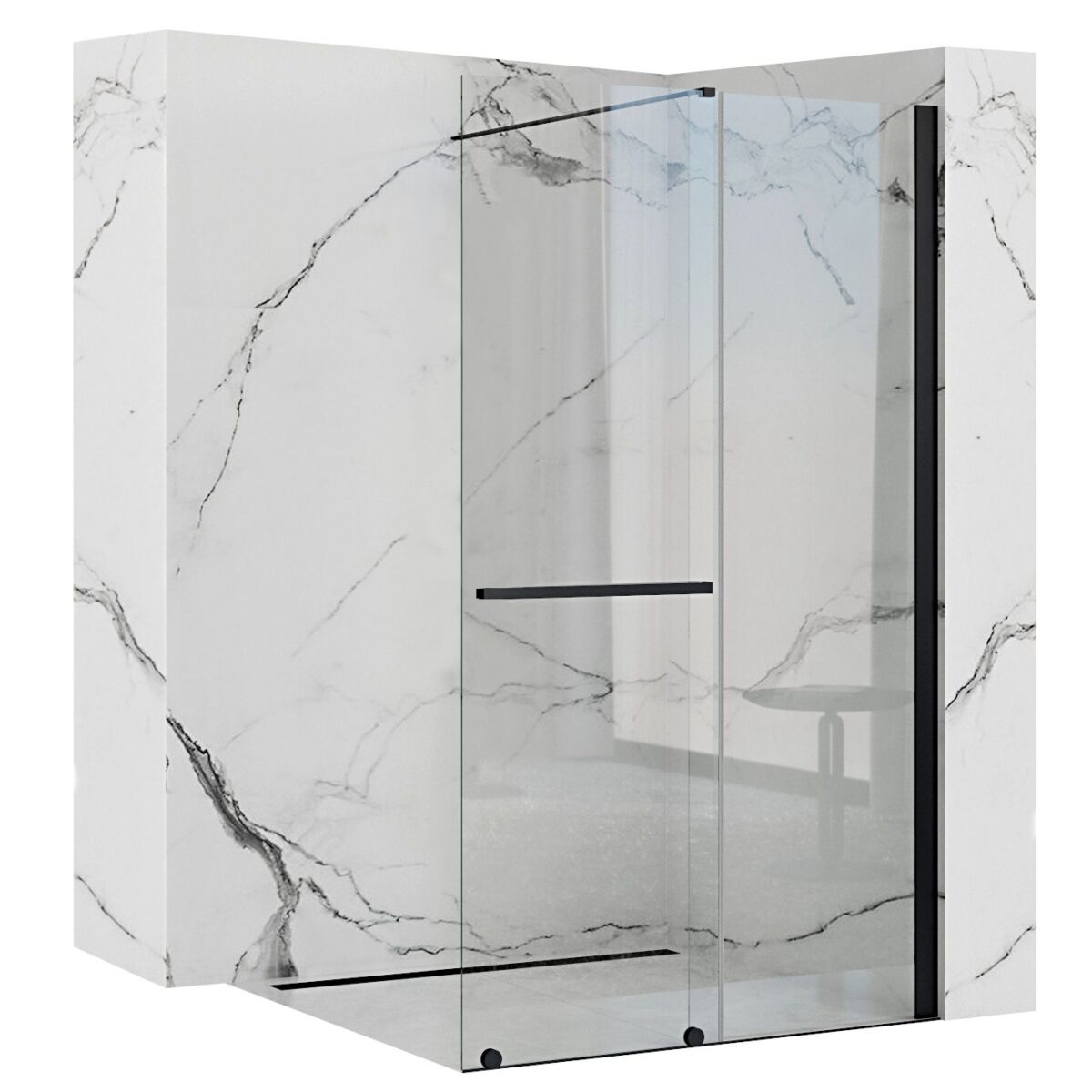 Paravan de dus Rea Cortis Black 120 - imagine 5