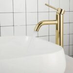 Baterie pentru lavoar Rea Lungo L.Gold Auriu inalta - imagine 4