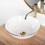 Lavoar pentru blat Rea Stella White gold edge - imagine 2