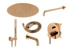 Set de duș incastrat Rea Lungo Copper Auriu cu BOX - imagine 4